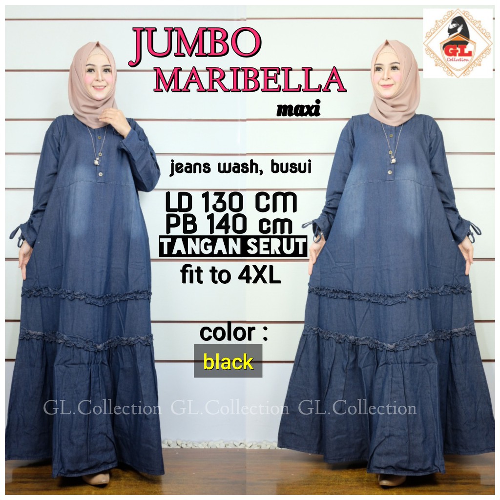 gamis jeans super jumbo maribela ld.130