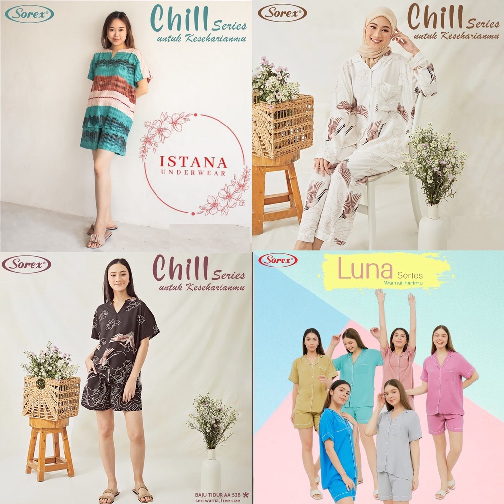 (1 SET) SOREX Baju Tidur Premium piyama Terlaris Bahan adem dan NYAMAN