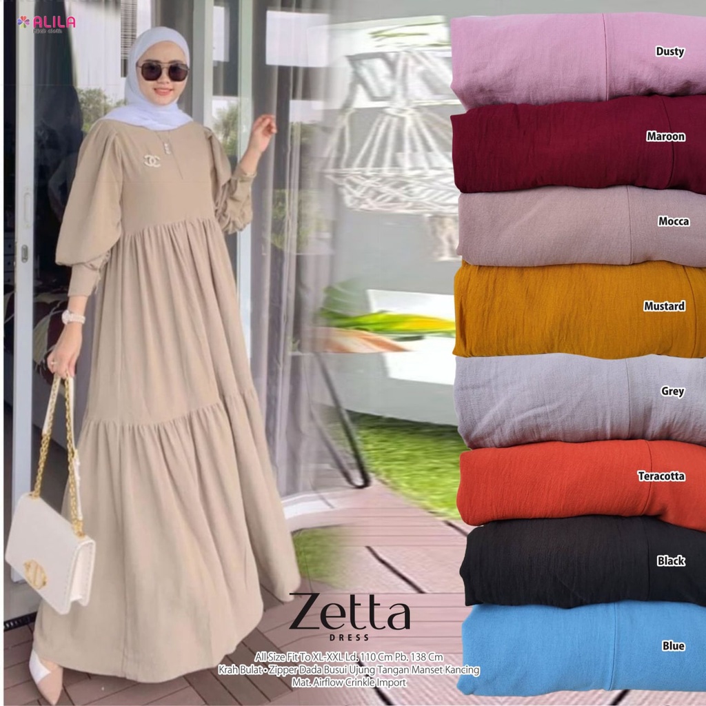 Zetta Dress - Dress Polos Wanita bahan Crinkle Airflow Import by Alila