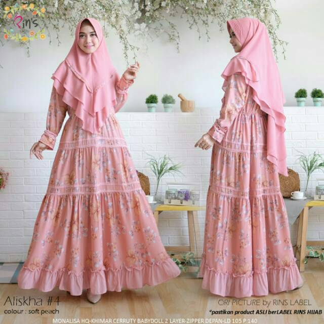 Gamis syari set branded gamis syari original gamis motif gamis syari polos busui Aliska ORI by Rins