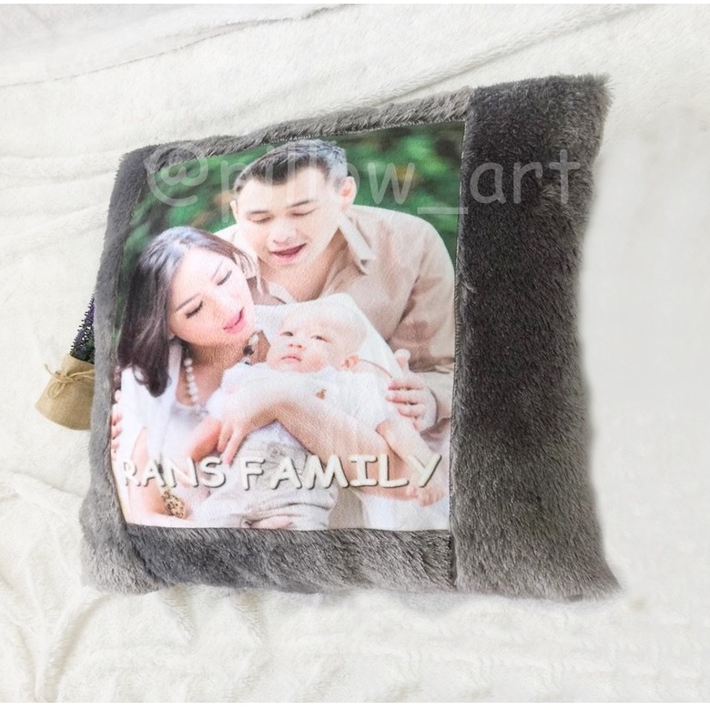 Pillowart - Bantal Foto Custom Bulu Rasfur Ukuran 40x40 cm / Hadiah - ART022