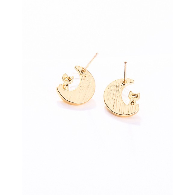 LRC Anting Tusuk Fashion Moon Enamel Glazed Moon Cat Stud Earrings K42802