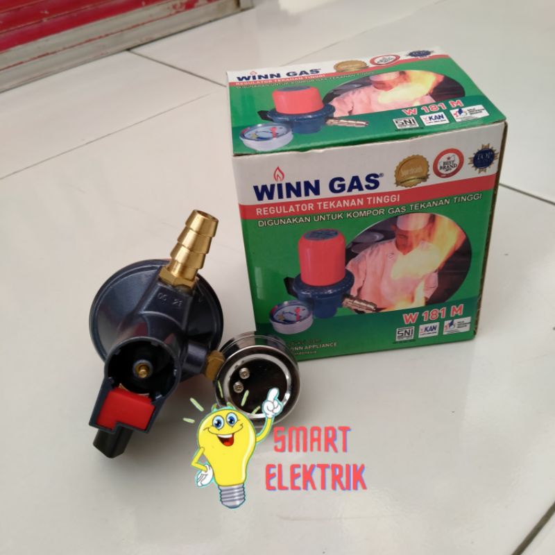 Regulator Gas Elpiji WinnGas Putar + Meter/ Kepala Gas LPG WinnGas Pengatur Tekanan W 181 M