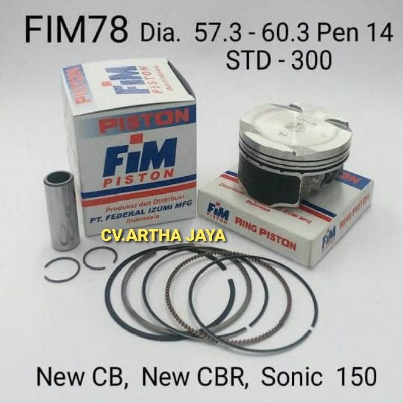PISTON KIT FIM FIM78 HONDA SONIC 150 R / CBR 150 LED / SUPRA GTR 150 / NEW CBR LED / CB LED ( 57,3 / 57,8 / 58,3 / 58,8 / 59,3 / 59,8 / 60,3 ) ( STD / 050 / 100 / 150 / 200 / 250 / 300 ) ( PEN 14 / PIN 14 )-5
