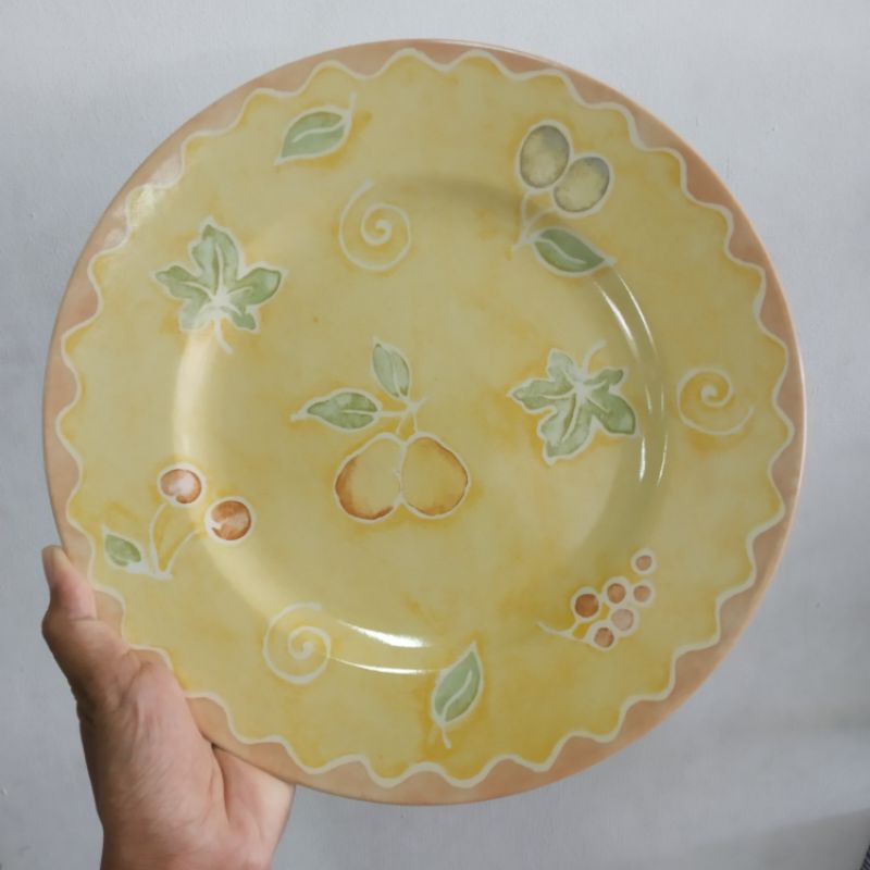 PEAR DINNER PLATE PIRING KERAMIK SANGO MOTIF BUAH KLASIK ANTIK JADUL VINTAGE CLASSIC KOLEKSI