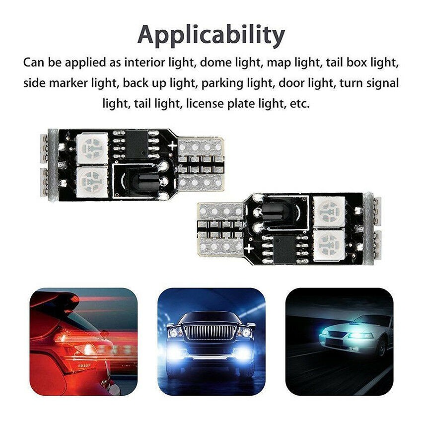 LED T10 14 Mode W5W 6 SMD 5050 RGB Standby Strobo LED Light Car Wedge Side Reading