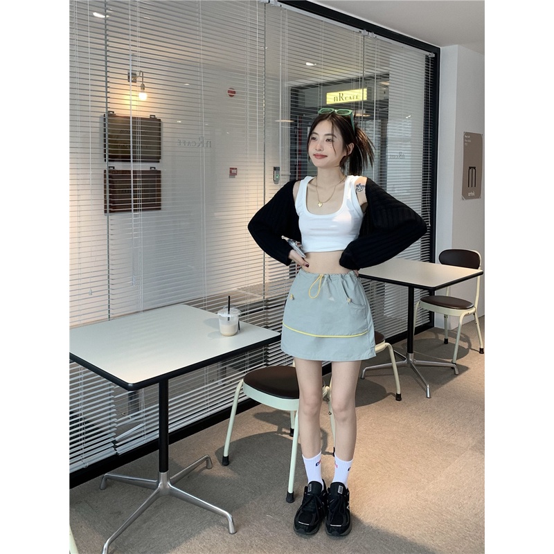 Buktikan rok Rok tenis retro serut warna kontras