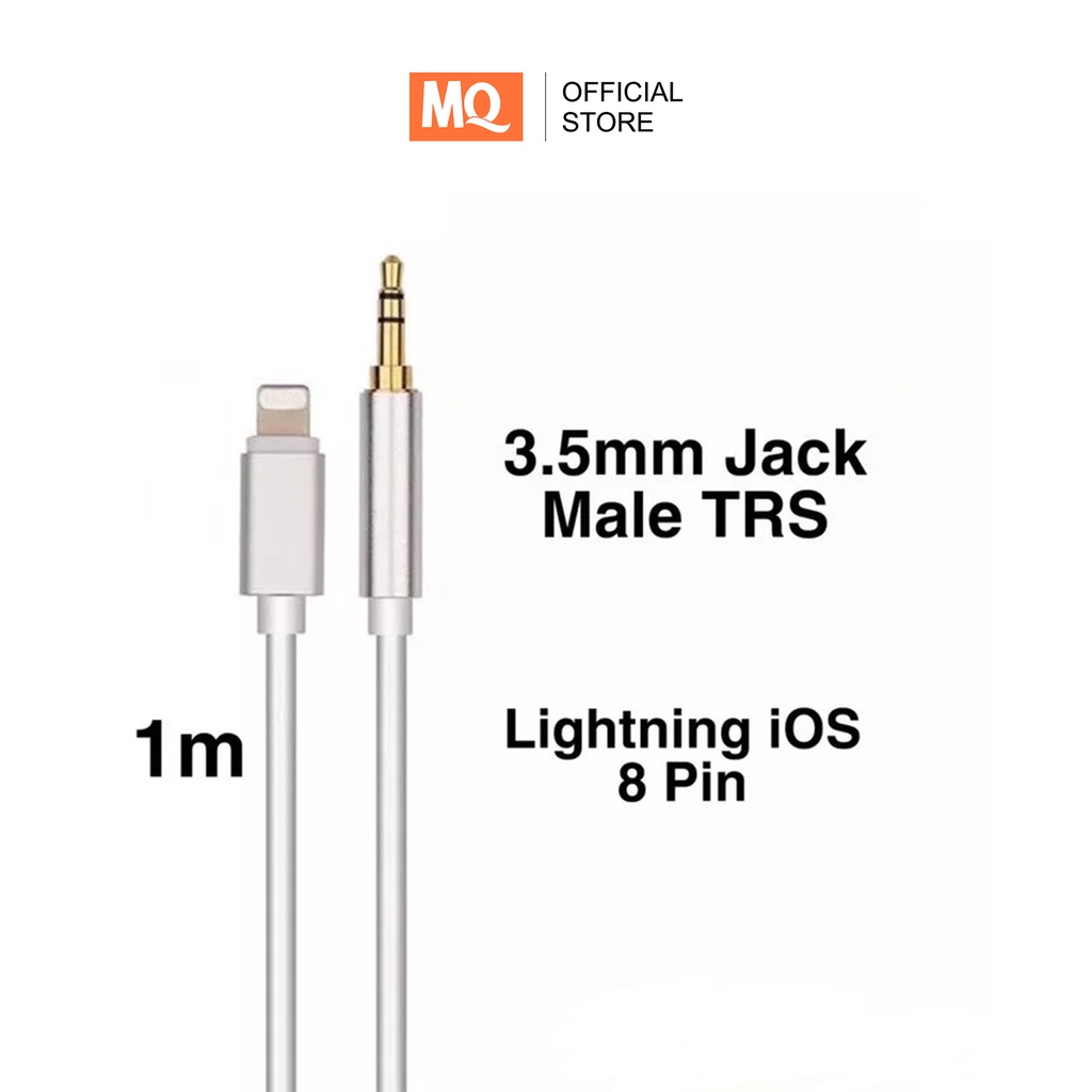 MQ Kabel AUX Audio Lightning To Jack 3.5mm 1Meter Gold Plate T 007