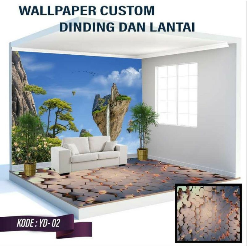 STIKER CUSTOM LANTAI WALLPAPER 3D / WALLSTICKER ANTI AIR