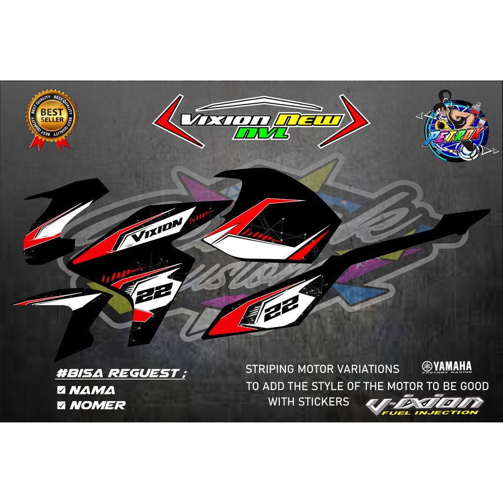 Striping Variasi Vixion New Custom Nama Stiker Motor Vixion