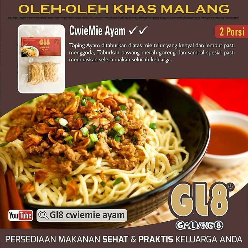 

Bakmie Ayam /Cwie Mie Ayam (isi 2 porsi) / Frozen food GL8-non halal