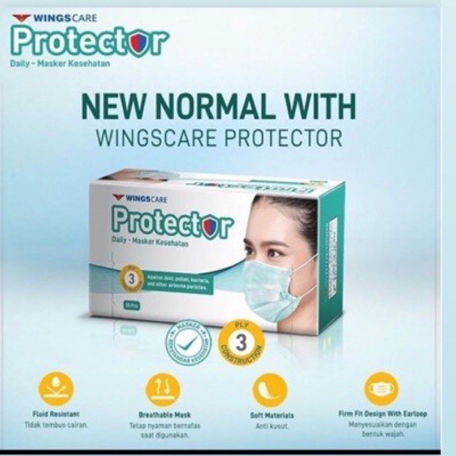 Masker Medis 3 ply Wings Protector 50 pcs