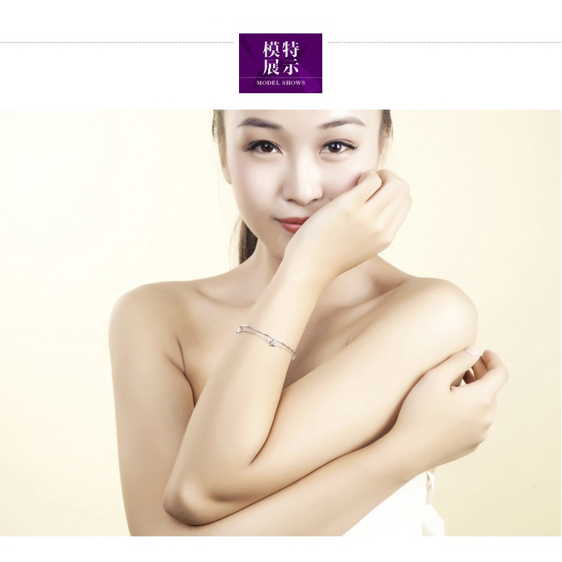 Gelang Desain Pentagram Bahan Stainless Steel Warna Silver Gaya Korea Untuk Wanita