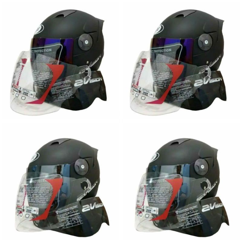 Helm Kyt 2 Vision Black Dop Paket Ganteng