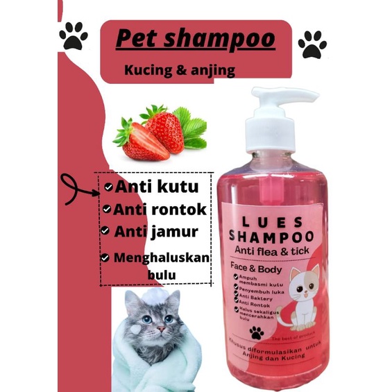 Shampoo kucing dan anjing pelembut bulu/anti kutu/anti jamur/anti bakteri/anti rontok/netto:500ml