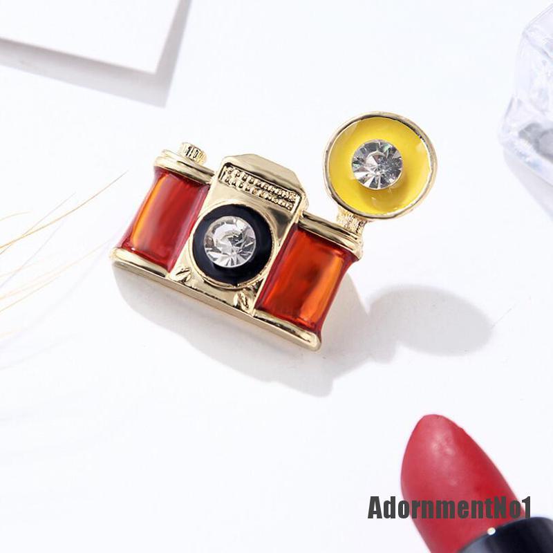 (Adornmentno1) Bros Pin Bentuk Kamera Mini Gaya Vintage Untuk Wanita