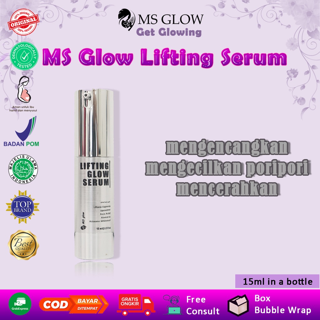 serum lifting wajah mengecilkan pengecil pori poripori besar ms glow antiaging anti wrinkle brighten