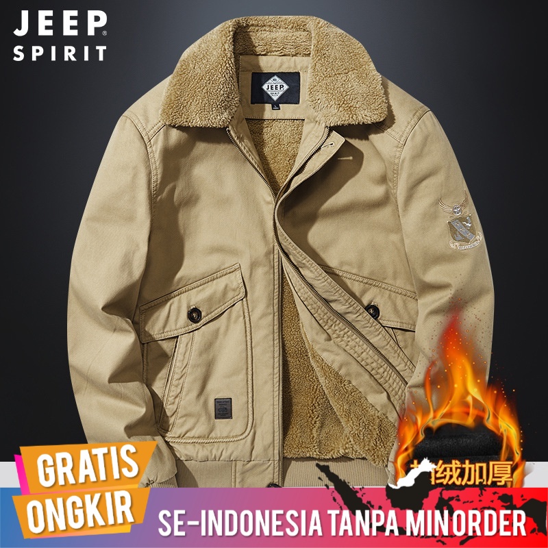 Jaket Pria Import Original Jeep Spirit Musim 
Dingin Mantel Bulu-Berjajar Kasual Panjang Berlapis Ka