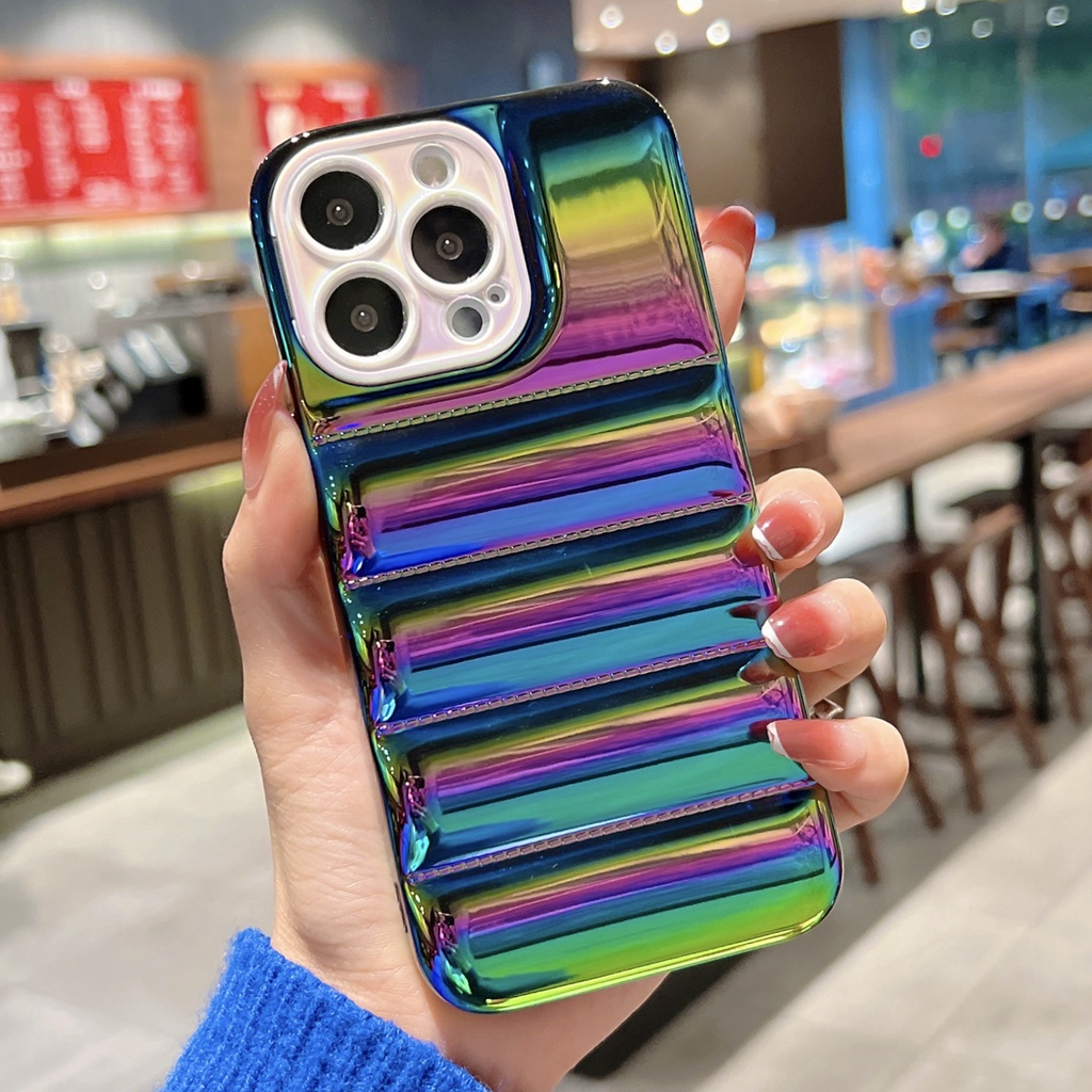 Soft case Silikon Motif Jaket down jacket 3D Warna Gradasi Untuk iPhone 11 Pro MAX 12 13 Pro MAX