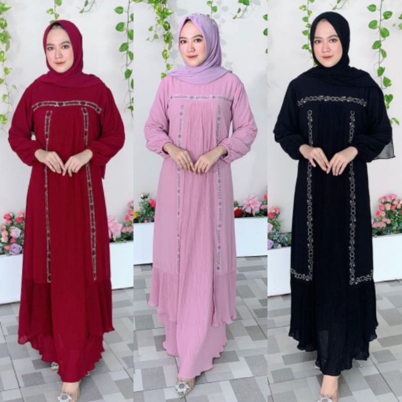 Gamis Outer Plisket Payet Renda / Gamis Ceruty Jumbo