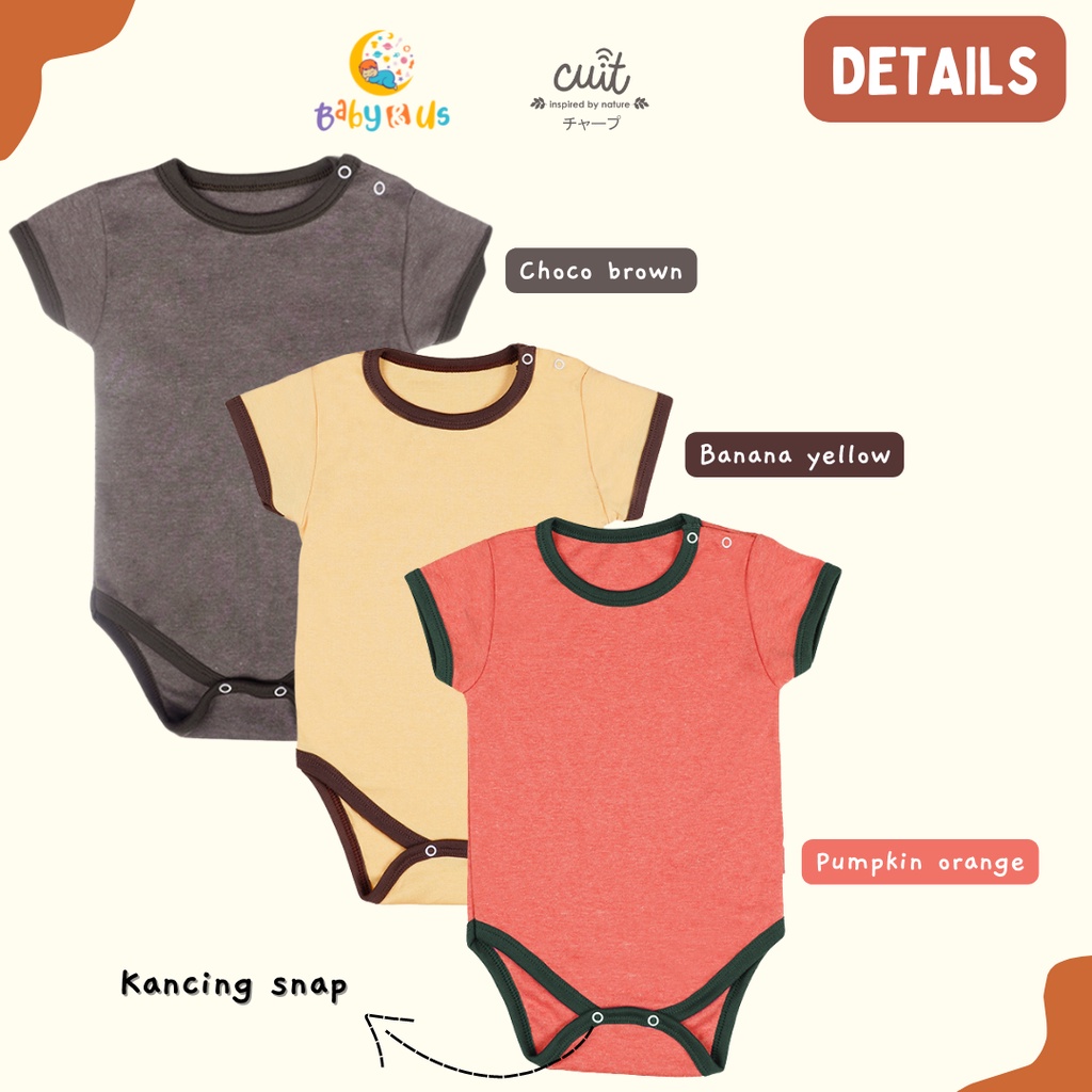 Cuit Babywear Inu Bodysuit Polos Lucu Bayi Unisex Furutsu Series - 0-3 3-6 6-12 bulan