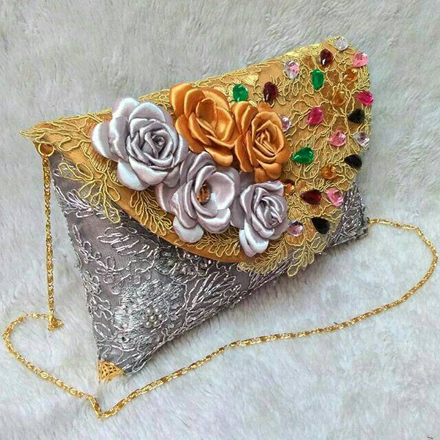Clutch Brokat Silver Gold