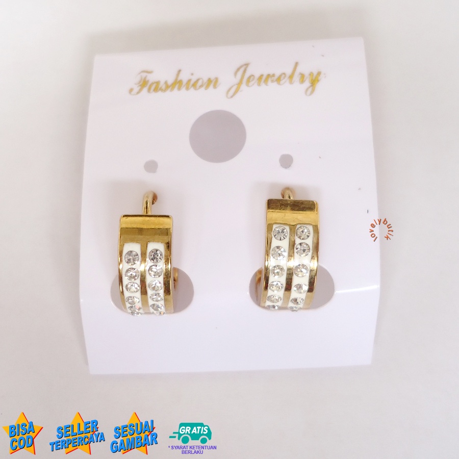 Lovelybutik Anting Wanita Titanium  Anti Karat Anting Clip Jepit Aksesoris Perhiasan Fashion Asli Titianium S4nti