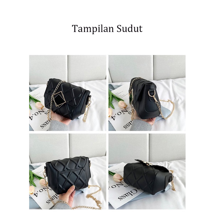 Tas Selempang Wanita Korea Import Terbaru / Tas Selempang High Quality Bahan Pu New High-end Design /  Tas Bahu / Tas Trendy Chain Messenger Bag Sling / Tas Rantai