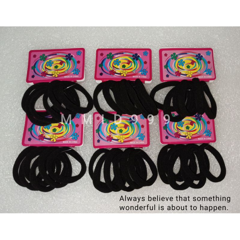 6Pcs Ikat Rambut Donat 3.5cm & 4.5cm / Kunciran Karet Rambut Warna HITAM-1
