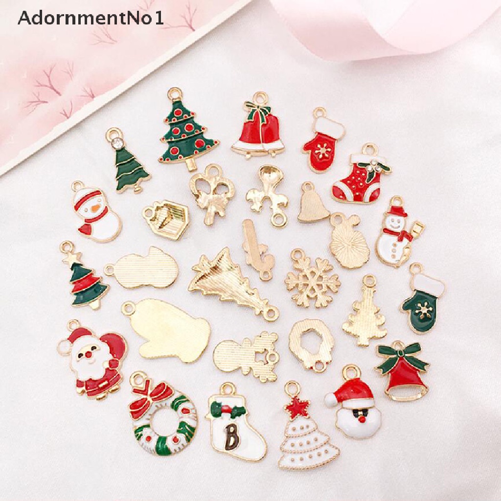 (AdornmentNo1) 38pcs / Set Liontin Enamel Motif Natal Untuk Aksesoris Gelang / Perhiasan DIY