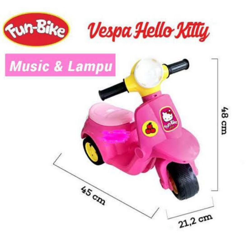 Vespa Musik fun bice Mainan Anak motor duduk dorong pink helokiti