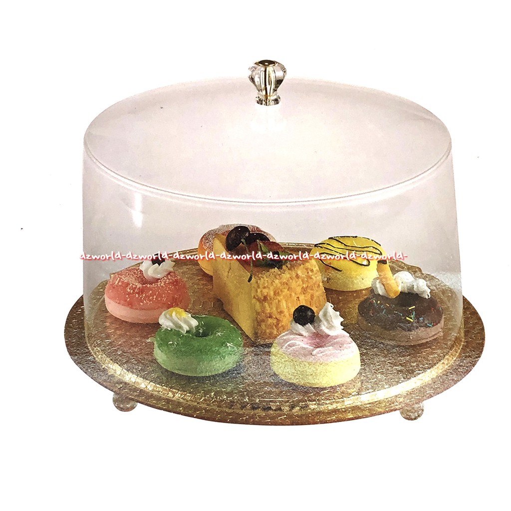 Krishome Cake Stand Gold Circle Tempat Snack Kue Cemilan Model 31cm