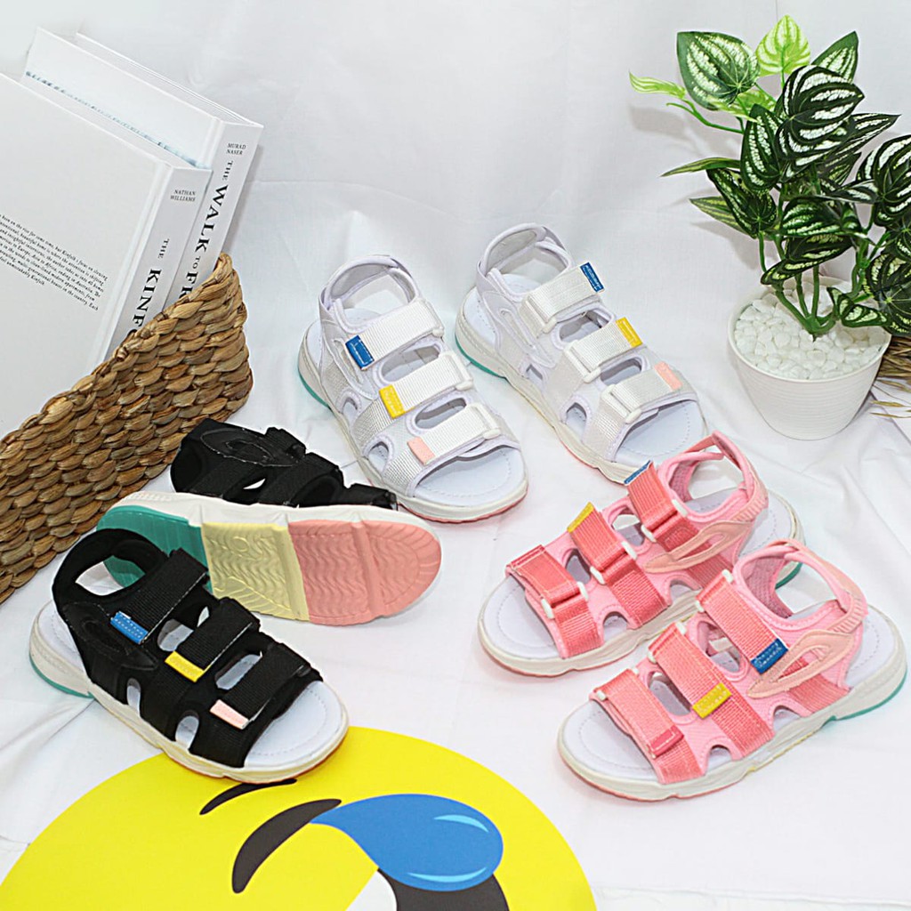 Sandal Tali Anak 3 strip polos Shizuka FS273