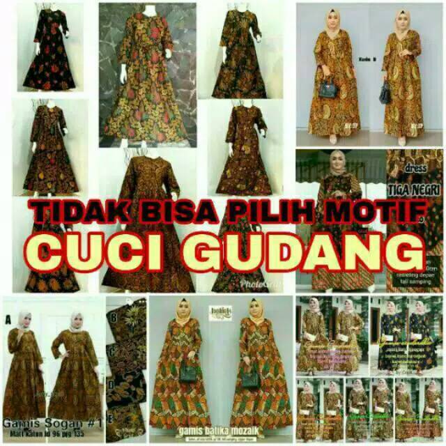 Gamis batik murah, gamis cuci gudang