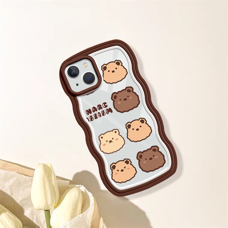 Soft Case Silikon Transparan Motif Kartun Brown Bear Untuk iPhone 14 13 12 11 Pro Max X Xr Xs Max 8 7 6 6s Plus