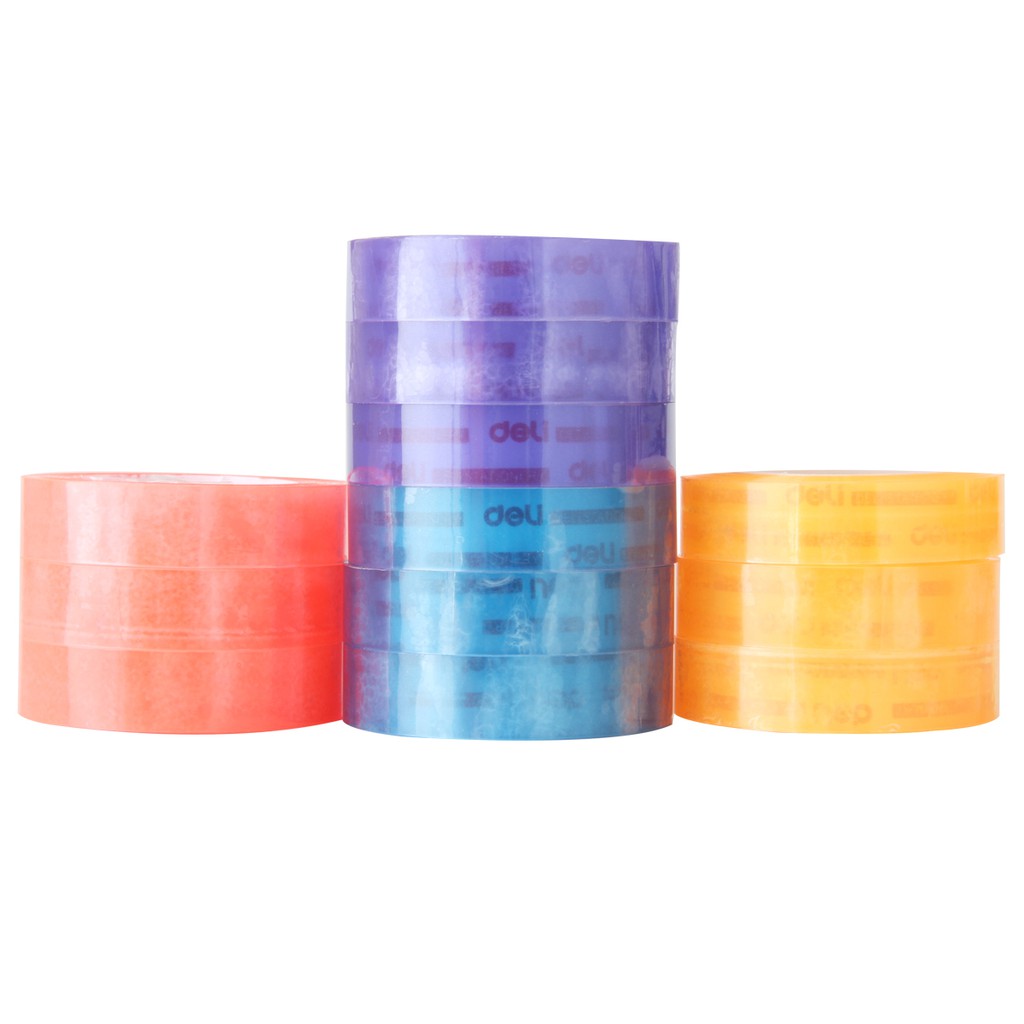 HAPPY TIME DELI ISOLASI LAKBAN KECIL12mm x 30 yard WARNA WARNI ADHESIVE TAPE ALAT TULIS KANTOR SEKOLAH KULIAH 30024