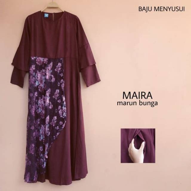 MAMIGAYA Gamis Menyusui MAIRA  Dress Maxi Baju Menyusui Muslim