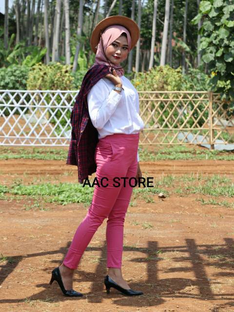 AAC - Celana Wanita Katun Stretch , Celana Anti Begah Ukuran Standar Dan XXL (Seri A)