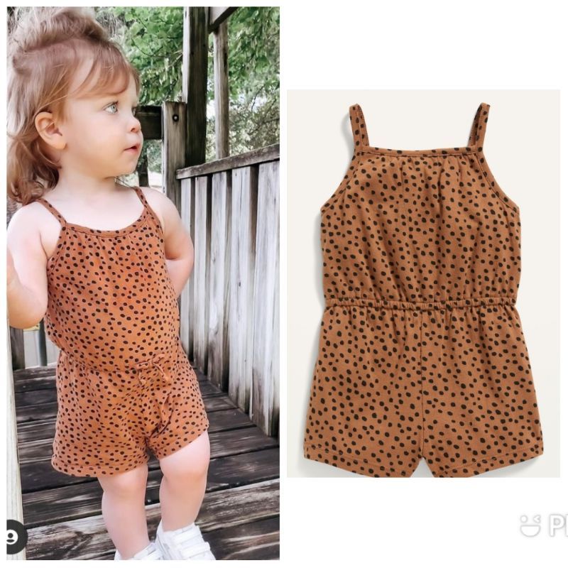 (Nb-12m) ROMPER OLD NAVY ANAK BAYI PEREMPUAN ORIGINAL BRANDED-coklat polkadot