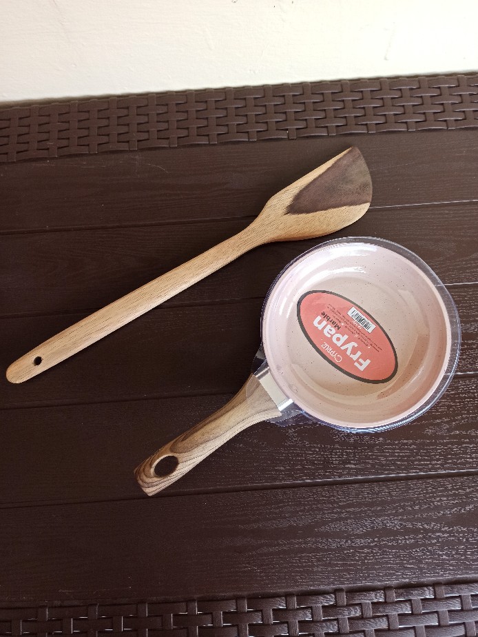 Cypruz Fp0691 14cm Pink Mini Fry Pan Gagang Kayu Marble Coating Penggorengan Panci Fry Wok Kuali