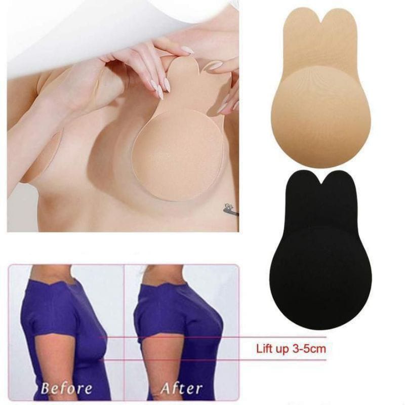 Rabbit Bra Silicon Push Up Bra Nipple Cover Pads Pad BH Tempel Penutup Puting Susu Silikon Bra Tempel Tanpa Tali F681