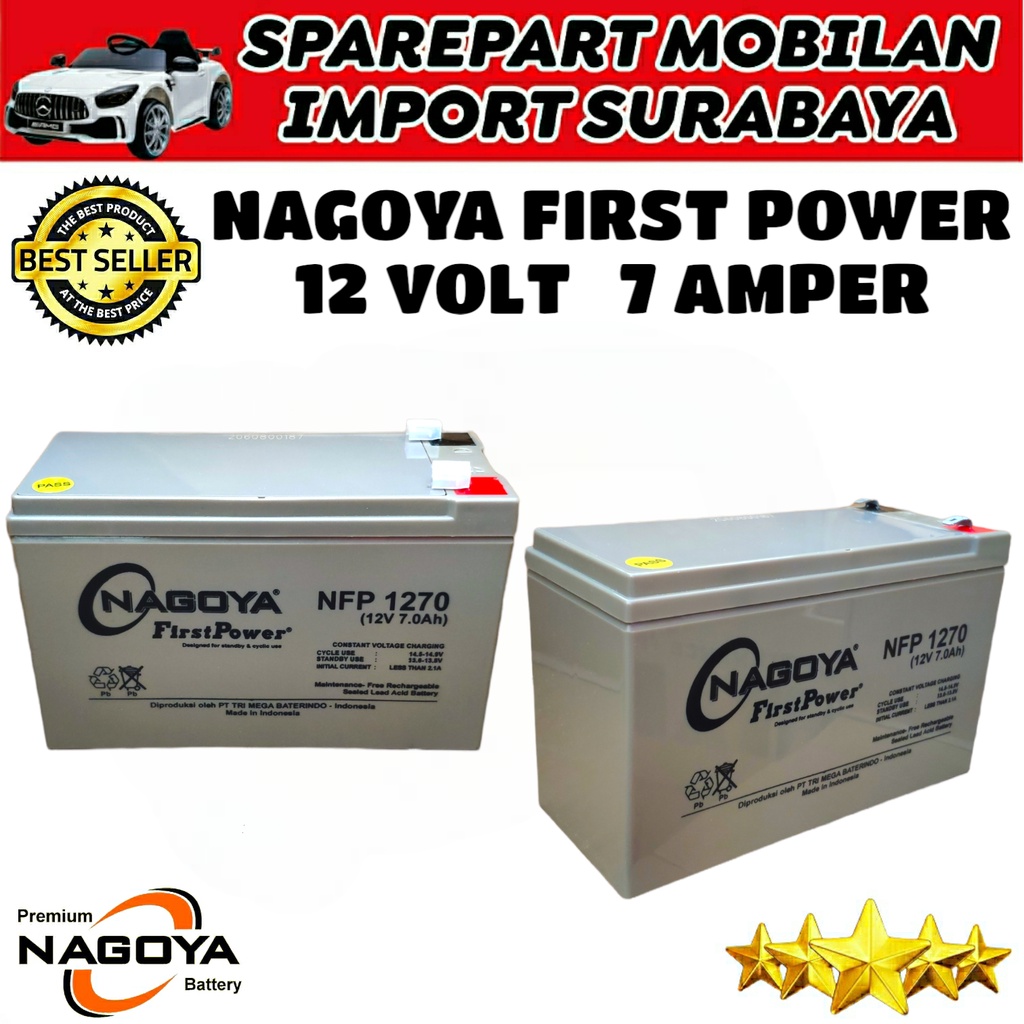 BATERAI VRLA NAGOYA 12 VOLT 7 AMPER BATTERY 12V 7AH AKI MOBIL MOBILAN ANAK UPS MOBIL MAINAN AKI ANAK RC PMB