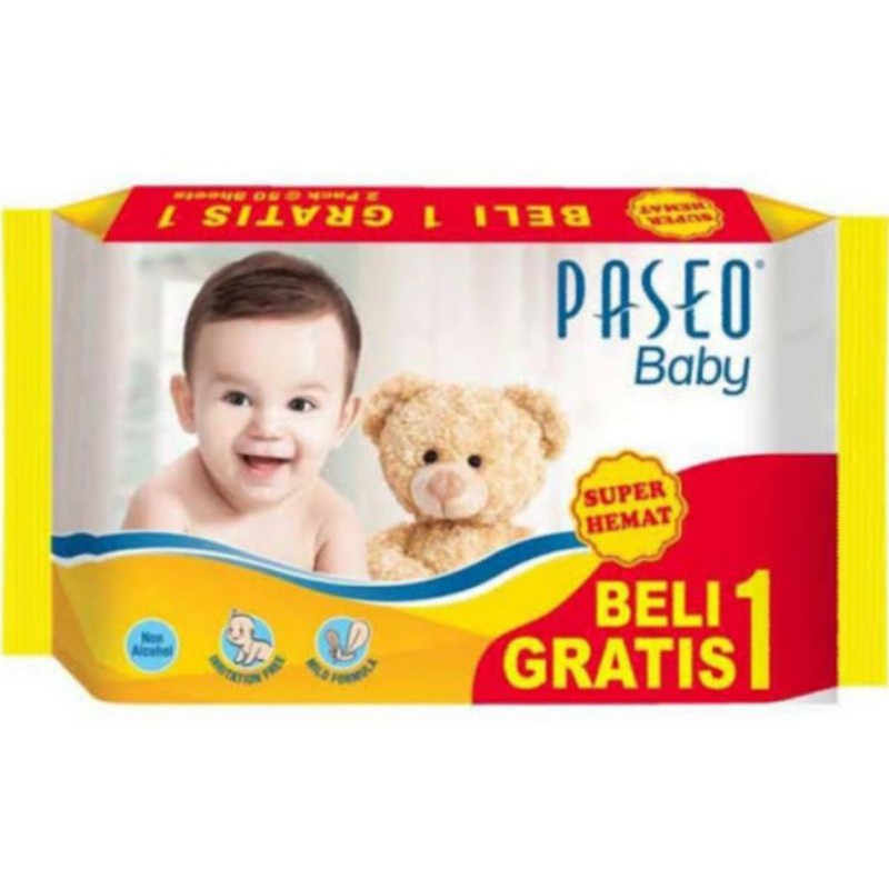 PROMO Paseo Baby Wipes Beli 1 gratis 1 isi 50's