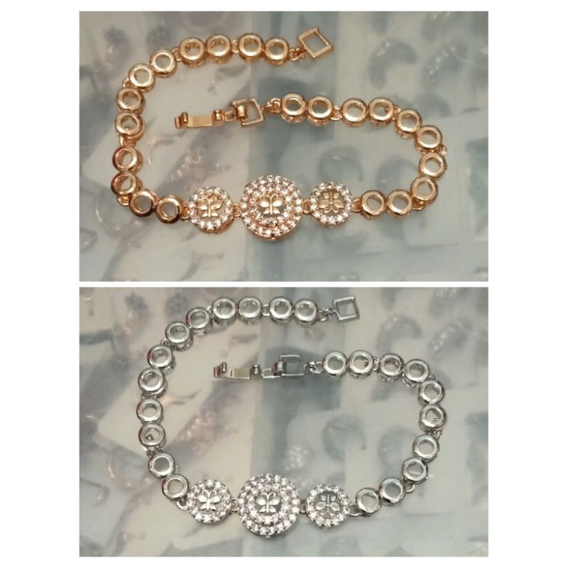 SB12. Gelang xuping wanita lapis emas dgn mata zircon UK 18 cm