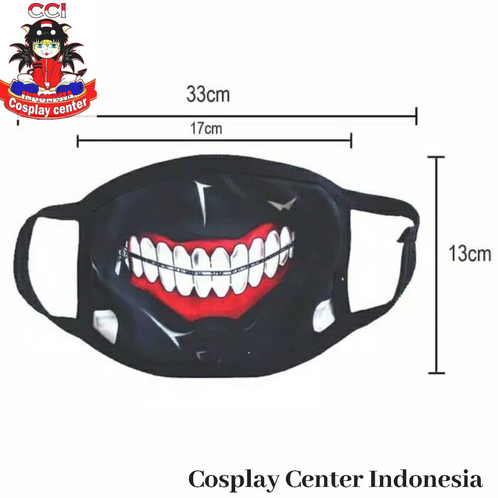 [Bisa COD] Masker Kaneki Zipper (Resleting) Impor Bahan Katun Cosplay/Topeng Tokyo Ghoul