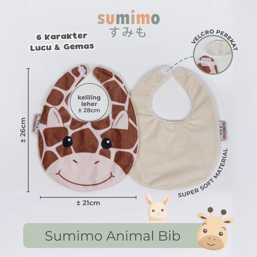 SUMIMO MURAH ANIMAL BIB KARAKTER SLABER BAYI ANAK CELEMEK MAKAN