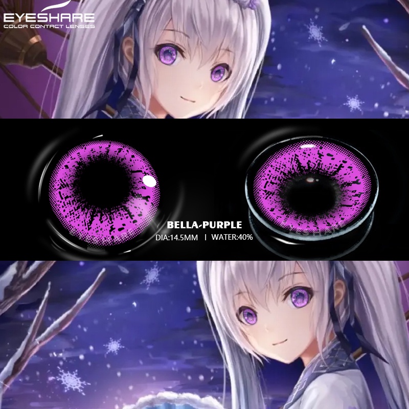 [✅COD] Softlens / Kontak Lensa berwarna anime kosplay game halloween Costumes series softlens mata korea normal minus (0.00) bella red purple/CRAZY color free lenscase