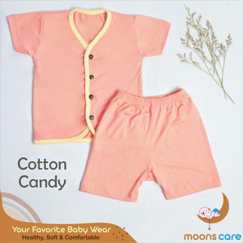 Stelan pendek kancing Moon's Polos Stelan Bayi Baju Baru lahir Stelan Baby Lucu stelan pendek