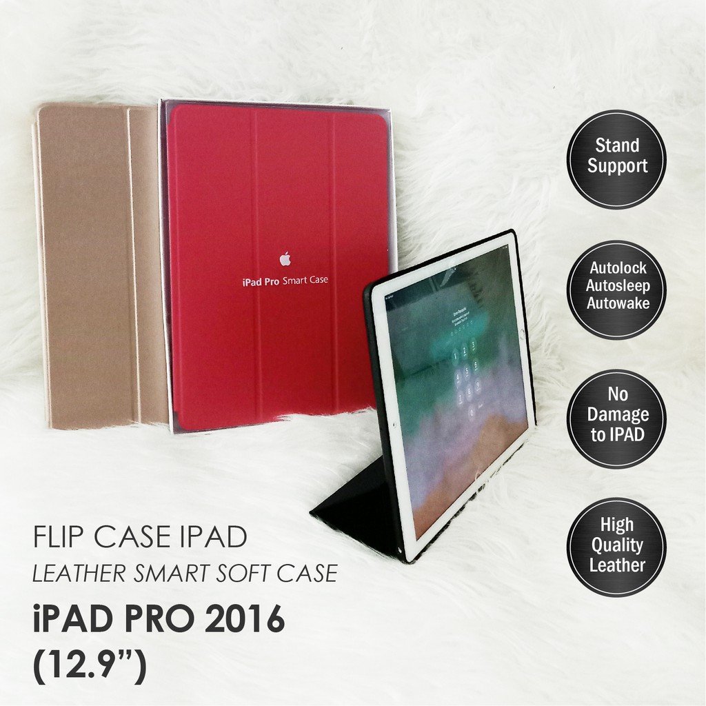 CASE IPAD PRO 12.9 INCH 2016 ORIGINAL LEATHER  CASING STAND SOFT COVER CASE KULIT PACKING IMPORT