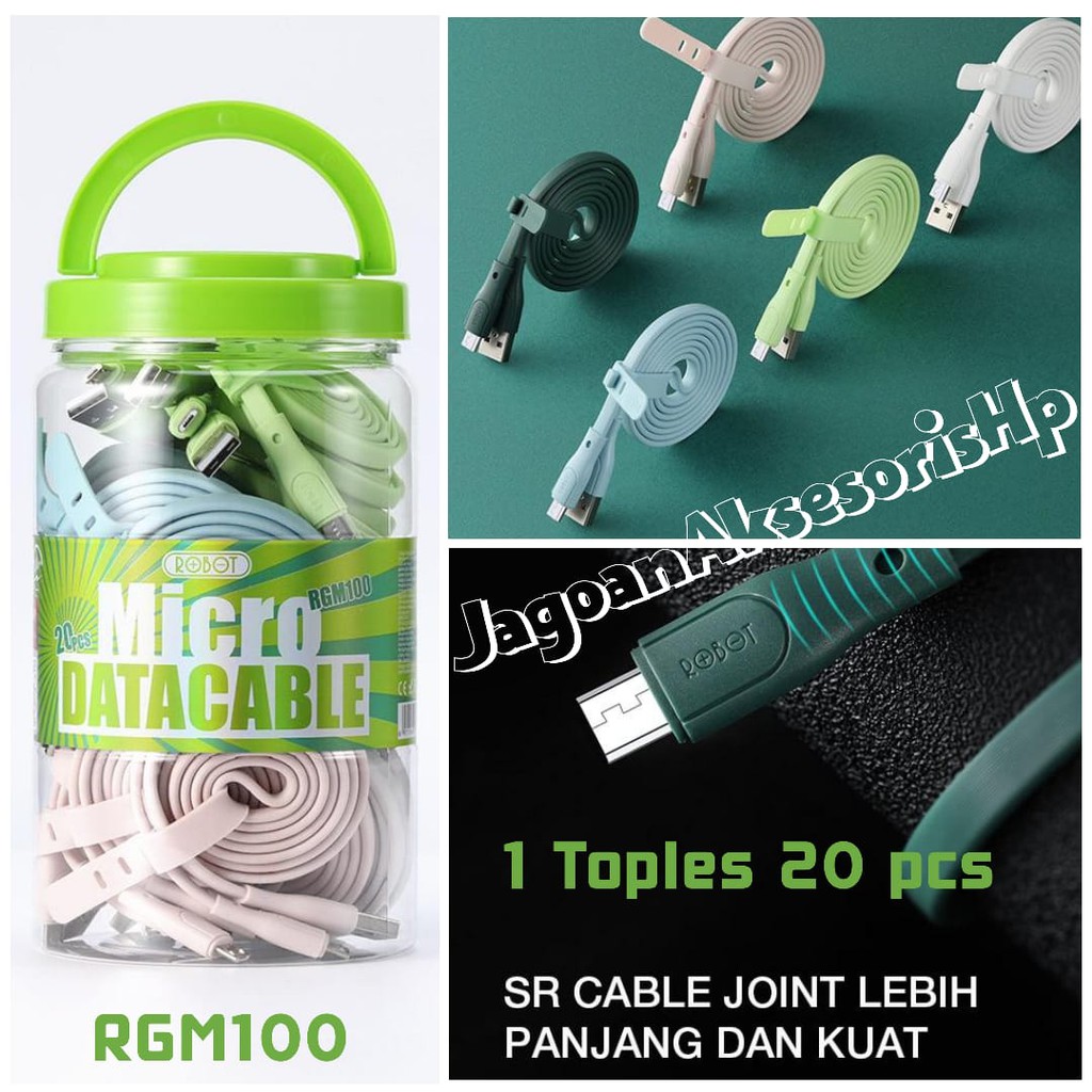 ROBOT RGM100 Data Cable Micro USB 100cm 2.1A Kabel Casan V8 Colorful Gear Body